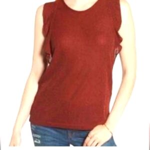 🔥MADEWELL Metalic Ruffle Tank Burnt Orange/Rust‎ Women's Size XS